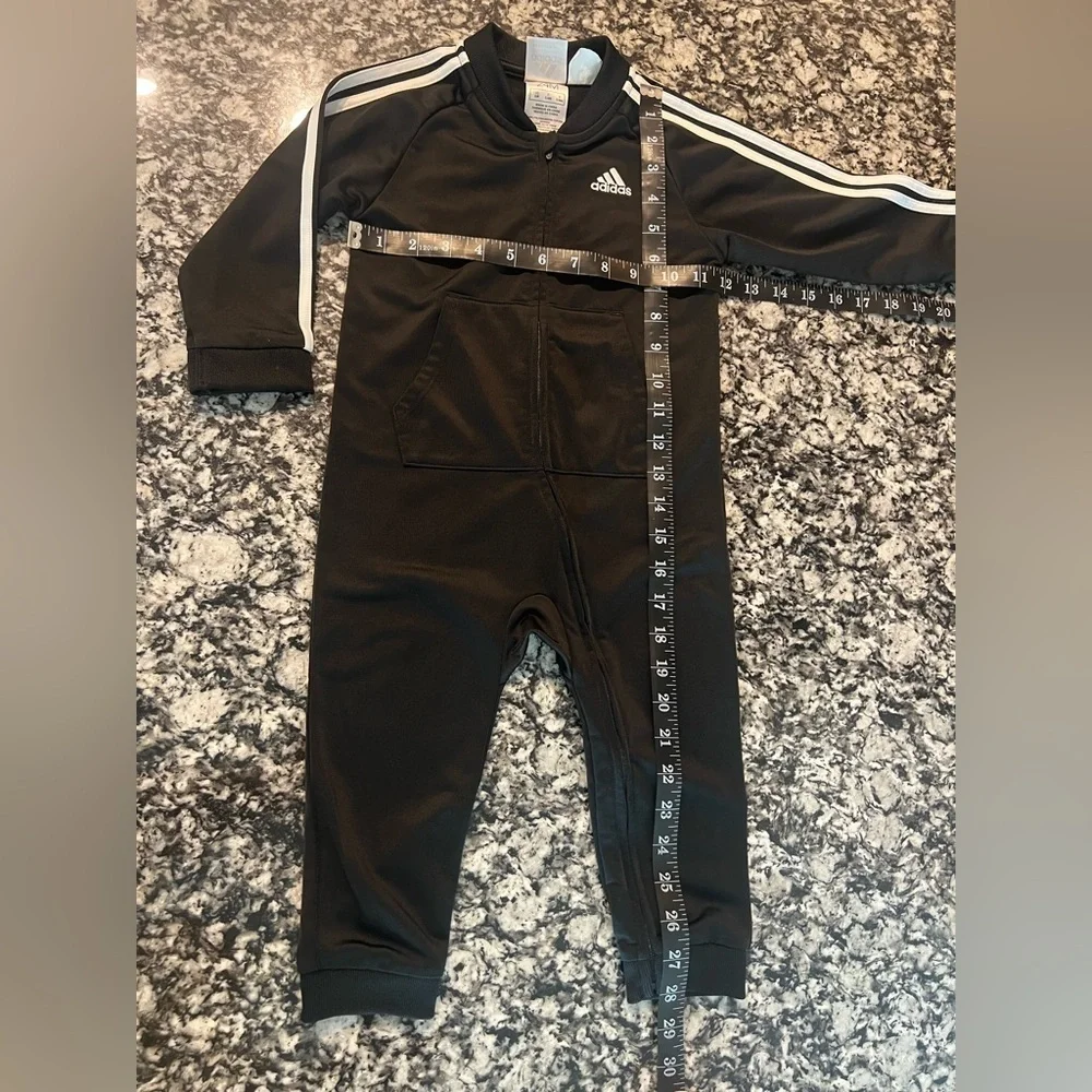 Adidas Black White Long Sleeve 3 Stripe Tricot Coverall Size 24M (0805)